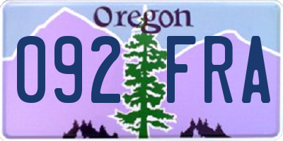 OR license plate 092FRA