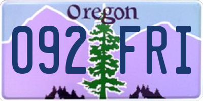 OR license plate 092FRI