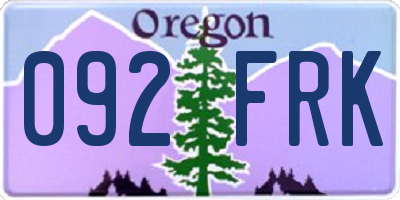 OR license plate 092FRK