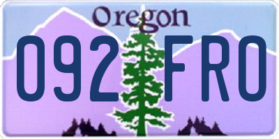 OR license plate 092FRO