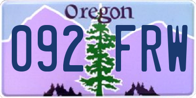 OR license plate 092FRW