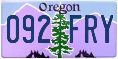 OR license plate 092FRY