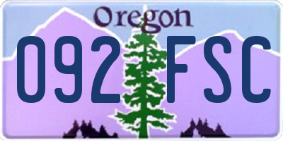 OR license plate 092FSC