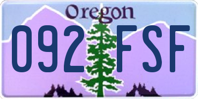 OR license plate 092FSF