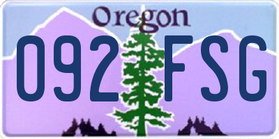 OR license plate 092FSG
