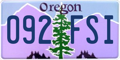 OR license plate 092FSI