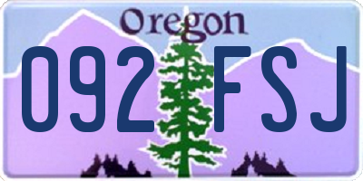 OR license plate 092FSJ