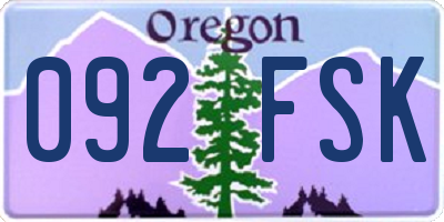OR license plate 092FSK