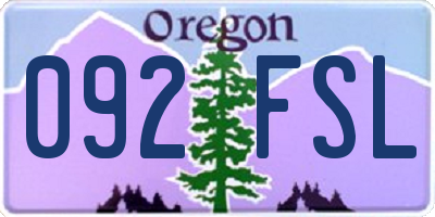 OR license plate 092FSL