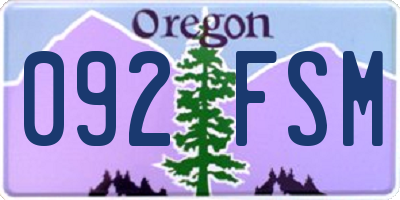 OR license plate 092FSM