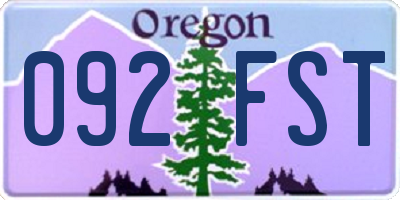 OR license plate 092FST