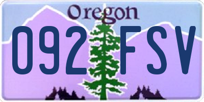 OR license plate 092FSV