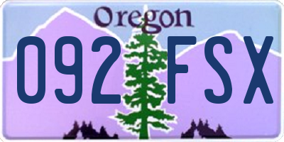 OR license plate 092FSX