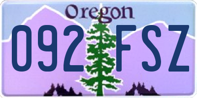 OR license plate 092FSZ
