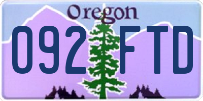 OR license plate 092FTD