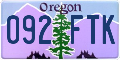OR license plate 092FTK