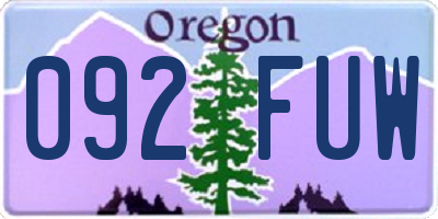 OR license plate 092FUW