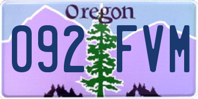 OR license plate 092FVM