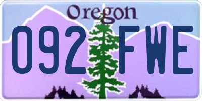 OR license plate 092FWE