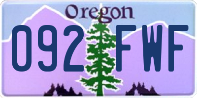 OR license plate 092FWF
