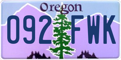 OR license plate 092FWK