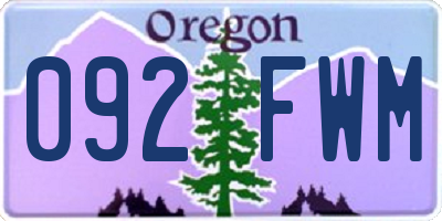 OR license plate 092FWM