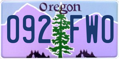 OR license plate 092FWO
