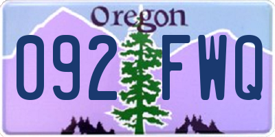 OR license plate 092FWQ