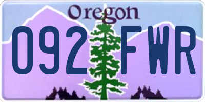 OR license plate 092FWR