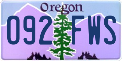 OR license plate 092FWS