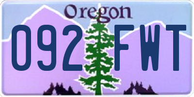 OR license plate 092FWT