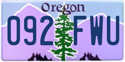 OR license plate 092FWU