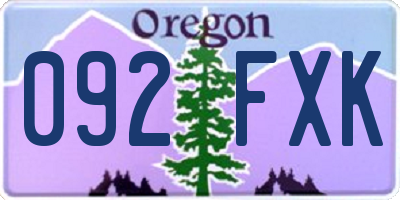 OR license plate 092FXK