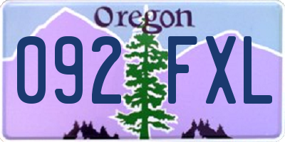 OR license plate 092FXL