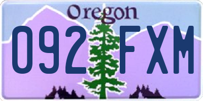 OR license plate 092FXM