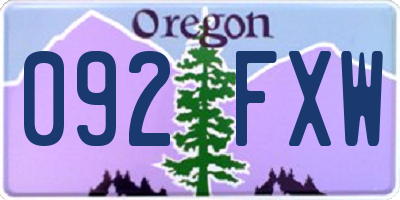 OR license plate 092FXW