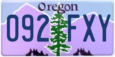 OR license plate 092FXY