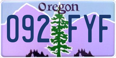 OR license plate 092FYF