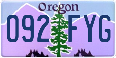 OR license plate 092FYG