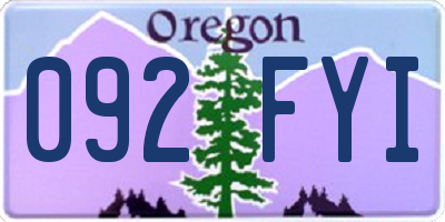 OR license plate 092FYI