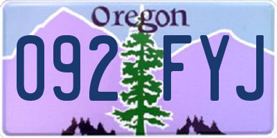 OR license plate 092FYJ