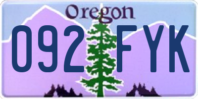 OR license plate 092FYK