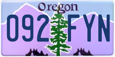 OR license plate 092FYN