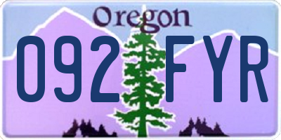 OR license plate 092FYR