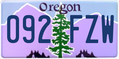 OR license plate 092FZW