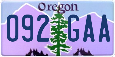 OR license plate 092GAA