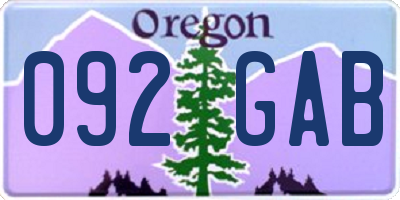 OR license plate 092GAB