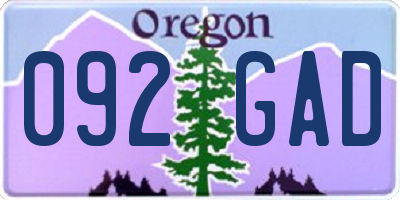 OR license plate 092GAD