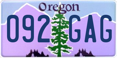 OR license plate 092GAG