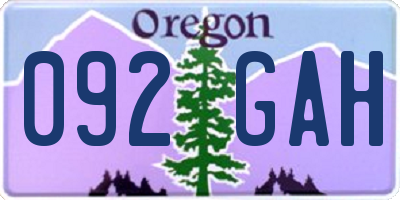 OR license plate 092GAH